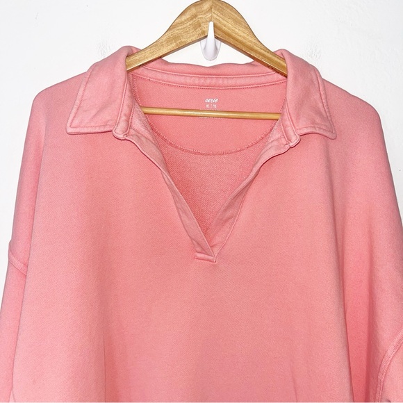 Aerie happy henley everyday polo sweater women’s Sz XL oversized pink lounge - Picture 5 of 8